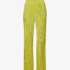 GOOD AMERICAN Wide-leg Mid-rise Plisse Woven Trousers