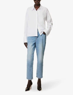 GOOD AMERICAN Good Girlfriend Petite Straight-leg Mid-rise Stretch-cotton And Recycled-cotton Blend Denim Jeans -Whistlkes Style R04166611 INDIGO112 ALT01