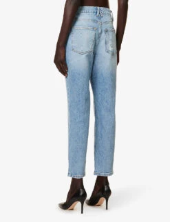 GOOD AMERICAN Good Girlfriend Petite Straight-leg Mid-rise Stretch-cotton And Recycled-cotton Blend Denim Jeans -Whistlkes Style R04166611 INDIGO112 ALT03