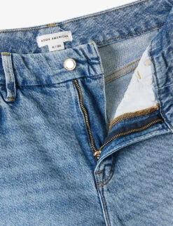 GOOD AMERICAN Good Girlfriend Petite Straight-leg Mid-rise Stretch-cotton And Recycled-cotton Blend Denim Jeans -Whistlkes Style R04166611 INDIGO112 ALT06