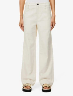 Rag & Bone Baggy Dre Straight-leg Low Rise Jeans -Whistlkes Style R04166662 ECRU ALT02