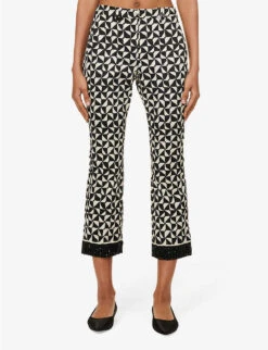 Nereo Geometric-pattern Straight Mid-rise Stretch-cotton Trousers -Whistlkes Style R04167343 ECRU ALT02