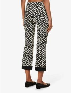 Nereo Geometric-pattern Straight Mid-rise Stretch-cotton Trousers -Whistlkes Style R04167343 ECRU ALT03