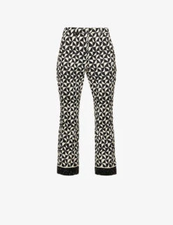 Nereo Geometric-pattern Straight Mid-rise Stretch-cotton Trousers