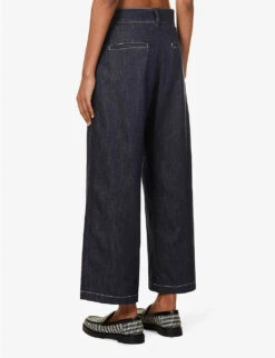 Losana Contrast-stitch Wide-leg Mid-rise Jeans -Whistlkes Style R04167366 MIDNIGHTBLUE ALT03