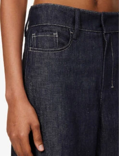 Losana Contrast-stitch Wide-leg Mid-rise Jeans -Whistlkes Style R04167366 MIDNIGHTBLUE ALT05