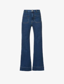 St Monica Flared High-rise Organic Denim-blend Jeans