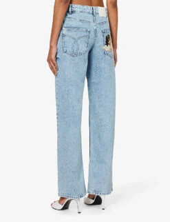FIORUCCI Patti Graphic-print Straight-leg Mid-rise Organic-denim Jeans -Whistlkes Style R04168324 ACIDWASH ALT03