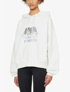 FIORUCCI Angel-pattern Organic Cotton-jersey Hoody -Whistlkes Style R04168333 WHITE ALT02