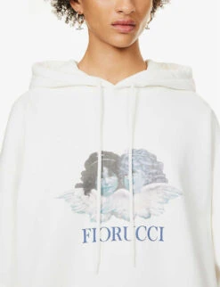 FIORUCCI Angel-pattern Organic Cotton-jersey Hoody -Whistlkes Style R04168333 WHITE ALT04