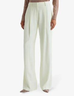 Reiss Liana Mid-rise Wide-leg Stretch-woven Trousers -Whistlkes Style R04168992 PALEYELLOW ALT04