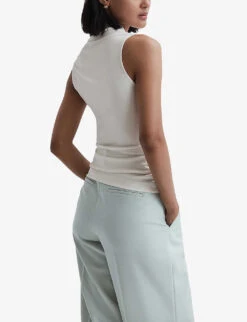 Reiss Eli Stretch-woven Wrap Top -Whistlkes Style R04169178 CREAM ALT03