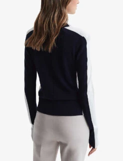 Reiss Addison Colour-blocked Wool-blend Jumper -Whistlkes Style R04169314 CREAMNAVY ALT03