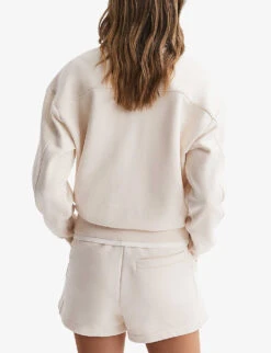 Reiss Brandy Dropped-shoulders Cotton-blend Sweatshirt -Whistlkes Style R04169435 IVORY ALT03