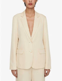 Joseph Belmore Single-breasted Silk And Cotton-blend Blazer -Whistlkes Style R04169960 ALABASTER ALT02