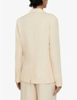 Joseph Belmore Single-breasted Silk And Cotton-blend Blazer -Whistlkes Style R04169960 ALABASTER ALT03