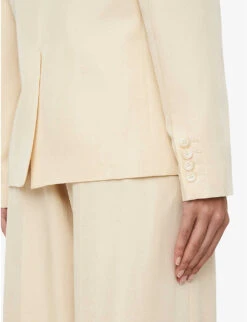 Joseph Belmore Single-breasted Silk And Cotton-blend Blazer -Whistlkes Style R04169960 ALABASTER ALT04