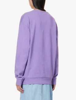 JW Anderson Logo-embroidered Relaxed-fit Cotton Sweatshirt -Whistlkes Style R04170852 PURPLE ALT03