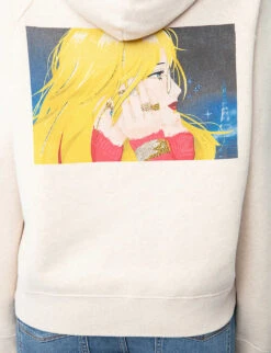 Zadig & Voltaire Georgy Moon Logo-motif Cotton-blend Hoody -Whistlkes Style R04171159 BEIGECHINE ALT04