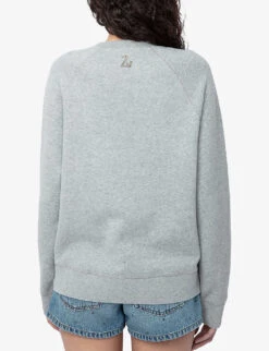 Zadig & Voltaire Upper Moon Graphic-print Cotton-blend Jumper -Whistlkes Style R04171161 GRISCHINE ALT03