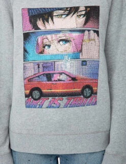 Zadig & Voltaire Upper Moon Graphic-print Cotton-blend Jumper -Whistlkes Style R04171161 GRISCHINE ALT04