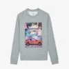 Zadig & Voltaire Upper Moon Graphic-print Cotton-blend Jumper -Whistlkes Style R04171161 GRISCHINE M