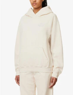 Sporty & Rich X Prince Logo-print Cotton Hoody -Whistlkes Style R04173066 CREAMBLUE ALT02