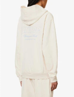 Sporty & Rich X Prince Logo-print Cotton Hoody -Whistlkes Style R04173066 CREAMBLUE ALT03