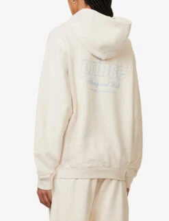 Sporty & Rich X Prince Logo-print Cotton Hoody -Whistlkes Style R04173066 CREAMBLUE ALT04