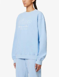 Sporty & Rich X Prince Brand-print Cotton-jersey Sweatshirt -Whistlkes Style R04173069 BLUEWHITE ALT02