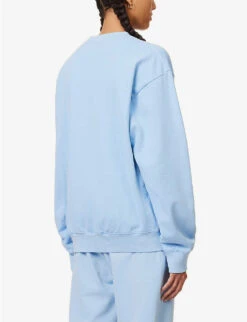 Sporty & Rich X Prince Brand-print Cotton-jersey Sweatshirt -Whistlkes Style R04173069 BLUEWHITE ALT03