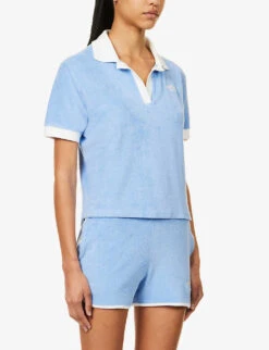 Sporty & Rich X Prince Brand-embroidered Cotton Top 9 Sporty & Rich X Prince Brand-embroidered Cotton Top -Whistlkes Style R04173087 BLUEWHITE ALT02