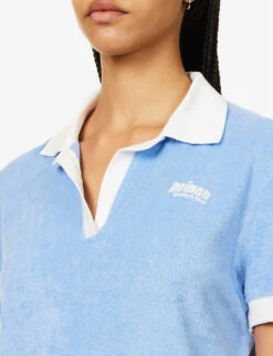 Sporty & Rich X Prince Brand-embroidered Cotton Top 11 Sporty & Rich X Prince Brand-embroidered Cotton Top -Whistlkes Style R04173087 BLUEWHITE ALT04