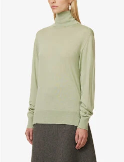 Jil Sander Turtleneck Silk, Cashmere And Wool-blend Jumper -Whistlkes Style R04173099 332 ALT02