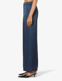 Jil Sander Split-hem Elasticated-waist Wide-leg Mid-rise Woven Trousers -Whistlkes Style R04173105 19 ALT02