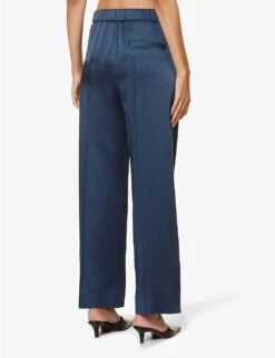 Jil Sander Split-hem Elasticated-waist Wide-leg Mid-rise Woven Trousers -Whistlkes Style R04173105 19 ALT03