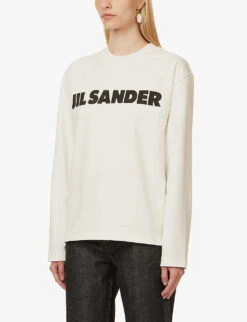 Jil Sander Logo-print Relaxed-fit Cotton-jersey T-shirt -Whistlkes Style R04173121 102 ALT02