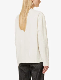 Jil Sander Logo-print Relaxed-fit Cotton-jersey T-shirt -Whistlkes Style R04173121 102 ALT03