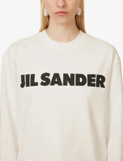 Jil Sander Logo-print Relaxed-fit Cotton-jersey T-shirt -Whistlkes Style R04173121 102 ALT04