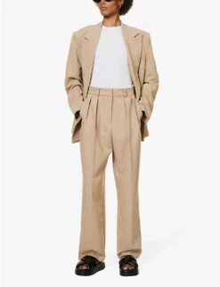 Corrin Double-breasted Woven Blazer -Whistlkes Style R04173153 BEIGE ALT01