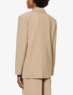 Corrin Double-breasted Woven Blazer -Whistlkes Style R04173153 BEIGE ALT03