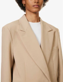 Corrin Double-breasted Woven Blazer -Whistlkes Style R04173153 BEIGE ALT04