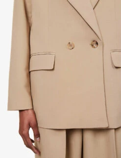 Corrin Double-breasted Woven Blazer -Whistlkes Style R04173153 BEIGE ALT05