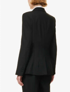 Corseted Peaked-lapel Regular-fit Stretch-wool Jacket -Whistlkes Style R04173367 BLACK ALT03
