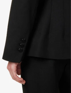 Corseted Peaked-lapel Regular-fit Stretch-wool Jacket -Whistlkes Style R04173367 BLACK ALT05