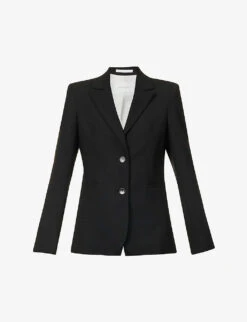 Corseted Peaked-lapel Regular-fit Stretch-wool Jacket