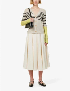 Striped Purl-knit Recycled-cashmere And Organic-cotton Blend Cardigan -Whistlkes Style R04173379 CREMALEMONICE ALT01