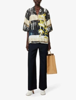 Bostan Wide-leg Mid-rise Stretch-woven Trousers -Whistlkes Style R04174451 NAVY ALT01