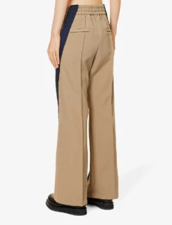 Sacai Technical Contrast-panel Straight-leg Mid-rise Woven Trousers -Whistlkes Style R04180386 BEIGE ALT03