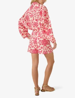 Paisley Graphic-pattern Relaxed-fit Cotton Shirt -Whistlkes Style R04181105 CORAL ALT02